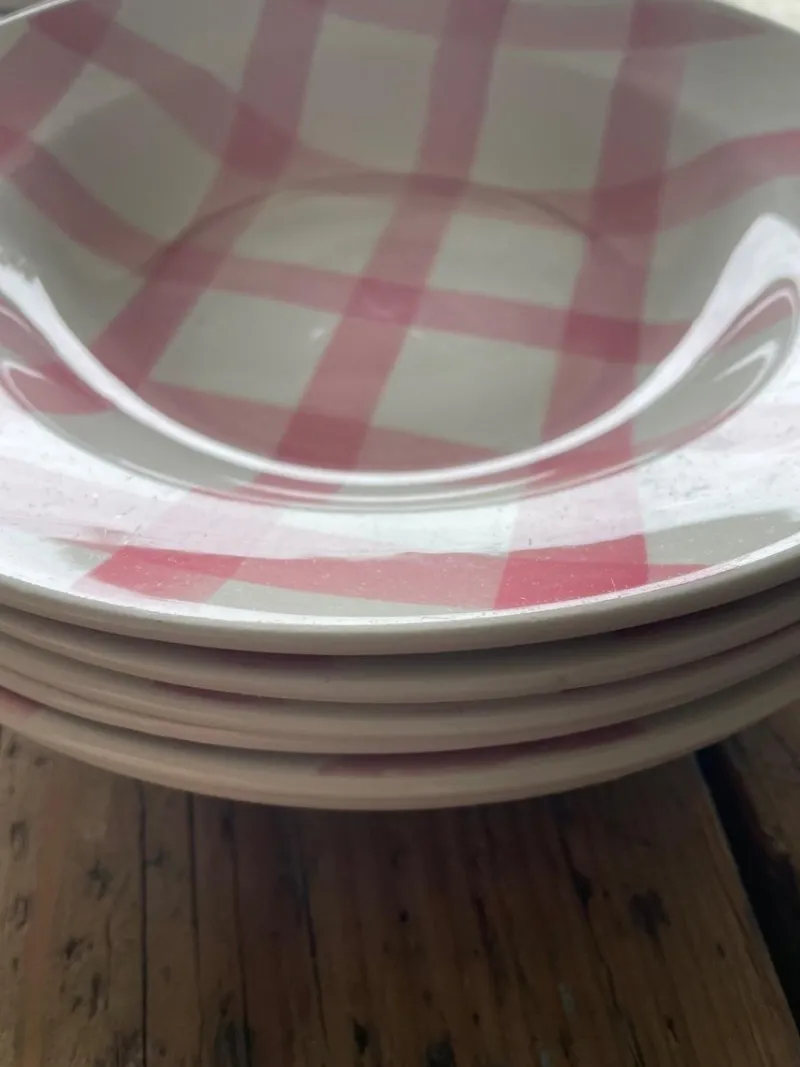 Pamono Moulin Des Loups Pink Tablecloth Dinnerware Set, 1950s, Set of 13