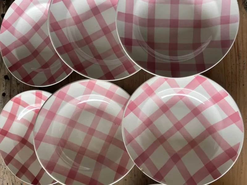 Pamono Moulin Des Loups Pink Tablecloth Dinnerware Set, 1950s, Set of 13