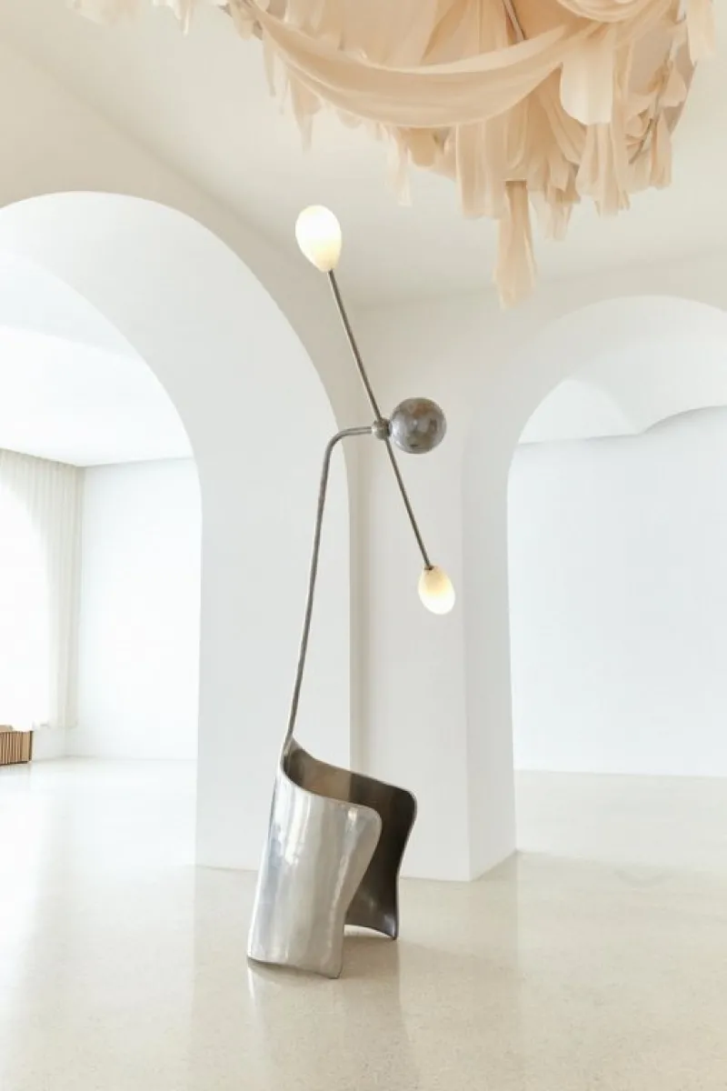 Pamono Moulin Floor Lamp in Brass and Hand-Blown Glass by Atelier Ellery> Floor Lamps