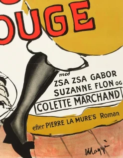 Sale Pamono Moulin Rouge Original Vintage Movie Poster by Maggi Baaring, Danish, 1955