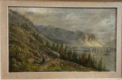 Pamono Mountain Landscape, Early 20th Century, Oil on Canvas, Framed> Painting