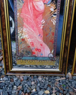 Pamono Mucha Silkscreened Wall Mirror, 1970><noscript><img width=