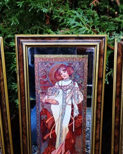 Pamono Mucha Silkscreened Wall Mirror, 1970><noscript><img width=