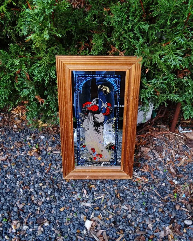 Hot Pamono Mucha Silkscreened Wall Mirror, 1970