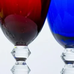 New Pamono Multi Color Baccarat Wine Crystal Glasses, France, 1960, Set of 6