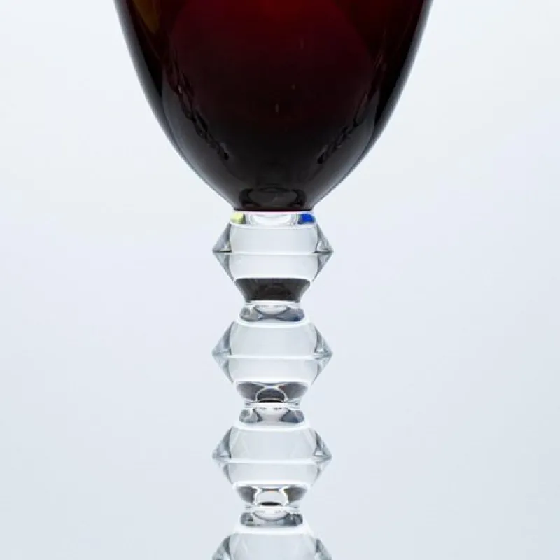 New Pamono Multi Color Baccarat Wine Crystal Glasses, France, 1960, Set of 6