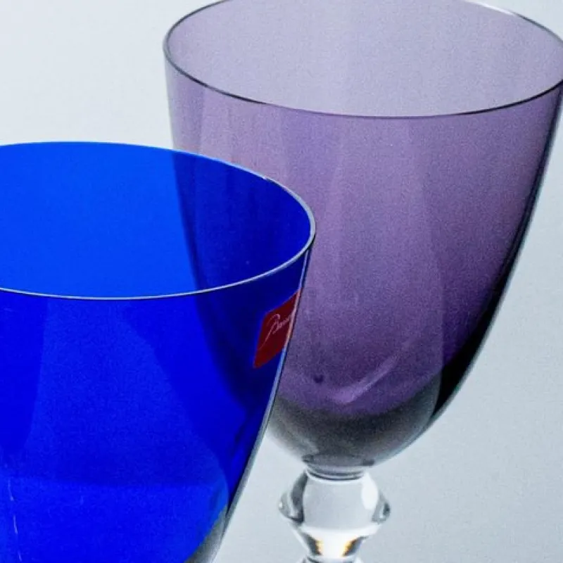 New Pamono Multi Color Baccarat Wine Crystal Glasses, France, 1960, Set of 6