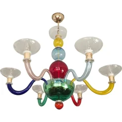 Clearance Pamono Multicolor Murano Glass Chandelier in style of Gio Ponti for Venini, Italy, 1970s