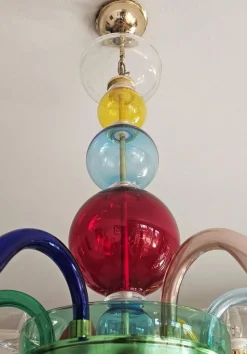 Clearance Pamono Multicolor Murano Glass Chandelier in style of Gio Ponti for Venini, Italy, 1970s