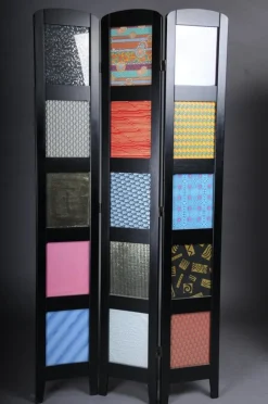 Pamono Multi-Colored Ebonized Room Divider><noscript><img width=