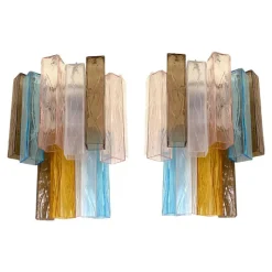 Pamono Multicolored Squared Murano Glass Wall Sconces, Set of 2, Set of 2> Wall Lights & Sconces