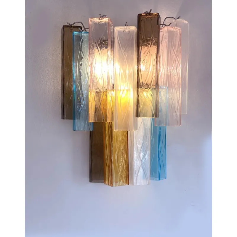 Pamono Multicolored Squared Murano Glass Wall Sconces, Set of 2, Set of 2> Wall Lights & Sconces