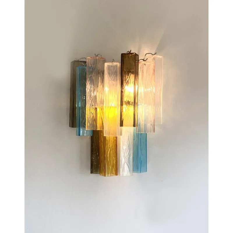 Pamono Multicolored Squared Murano Glass Wall Sconces, Set of 2, Set of 2> Wall Lights & Sconces