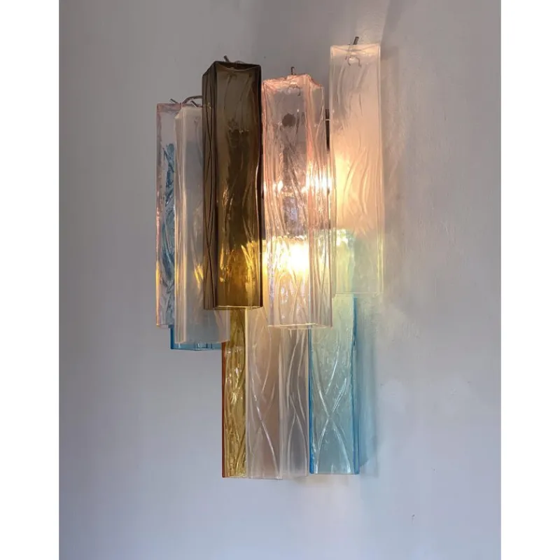 Pamono Multicolored Squared Murano Glass Wall Sconces, Set of 2, Set of 2> Wall Lights & Sconces