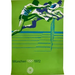 Pamono Munich Olympic Games Running over Obstacles Poster by Otl Aicher, 1972> Posters