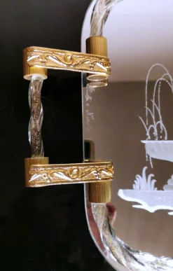 Pamono Murano Barovier Style Vanity Tray with Etched Mirror and Twisted Glass Rope><noscript><img width=