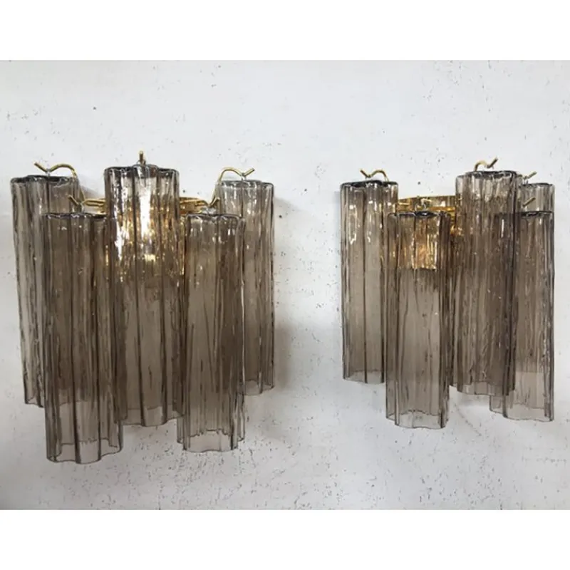 Best Pamono Murano Fume Color Glass Tronchi Wall Sconces by Simoeng, Set of 2