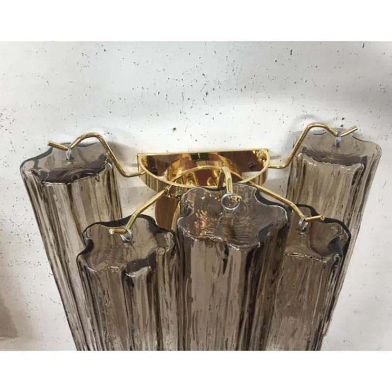Best Pamono Murano Fume Color Glass Tronchi Wall Sconces by Simoeng, Set of 2