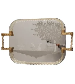 Pamono Murano Glass and Gold Tray after Barovier & Toso, Italy, 1950s
