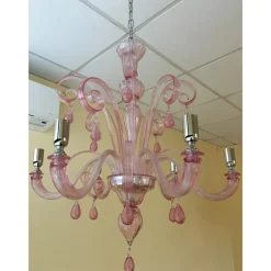 Pamono Murano Glass Chandelier in Pink by Simoeng><noscript><img width=