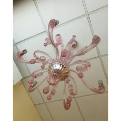 Pamono Murano Glass Chandelier in Pink by Simoeng><noscript><img width=