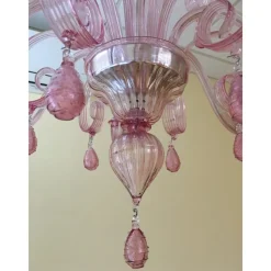 Pamono Murano Glass Chandelier in Pink by Simoeng><noscript><img width=