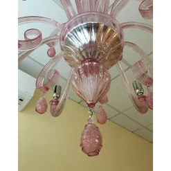 Pamono Murano Glass Chandelier in Pink by Simoeng><noscript><img width=