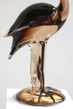 New Pamono Murano Glass Flamingo Sculpture by Franco Bottaro, 1960s