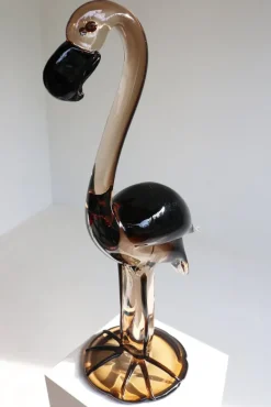 New Pamono Murano Glass Flamingo Sculpture by Franco Bottaro, 1960s
