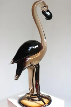 New Pamono Murano Glass Flamingo Sculpture by Franco Bottaro, 1960s