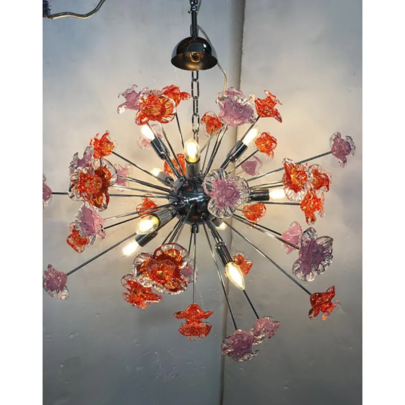 Pamono Murano Glass Flowers Italian Sputnik Chandelier by Simoeng> Ceiling Lights