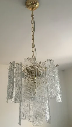 Online Pamono Murano Glass Hammer Listello Chandelier with Gold Metal Frame from Murano