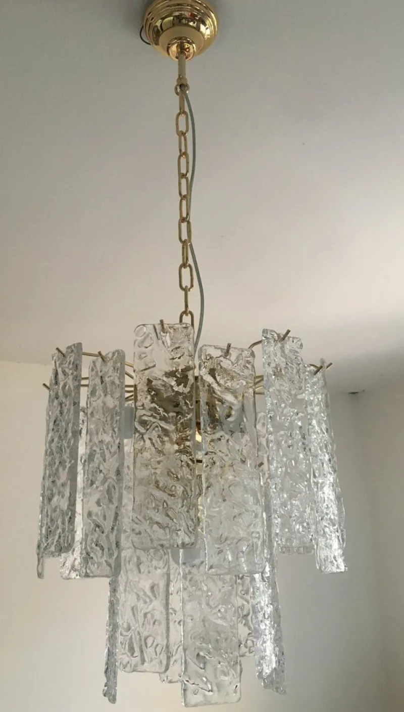 Online Pamono Murano Glass Hammer Listello Chandelier with Gold Metal Frame from Murano