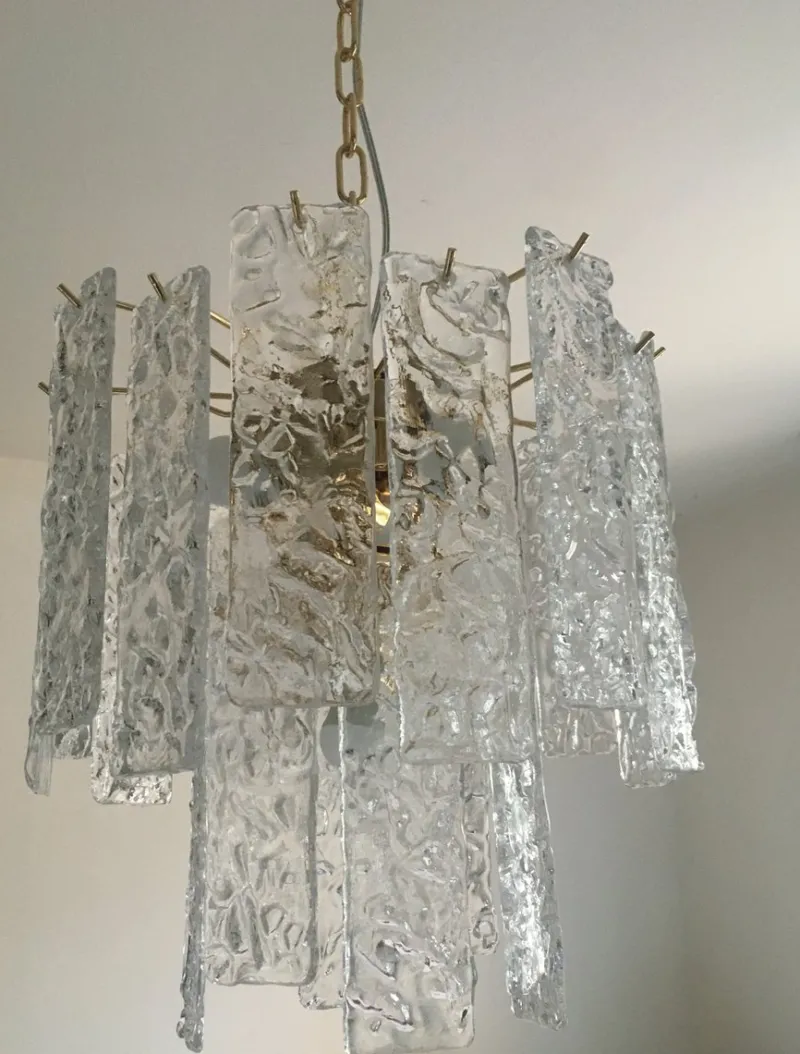 Online Pamono Murano Glass Hammer Listello Chandelier with Gold Metal Frame from Murano
