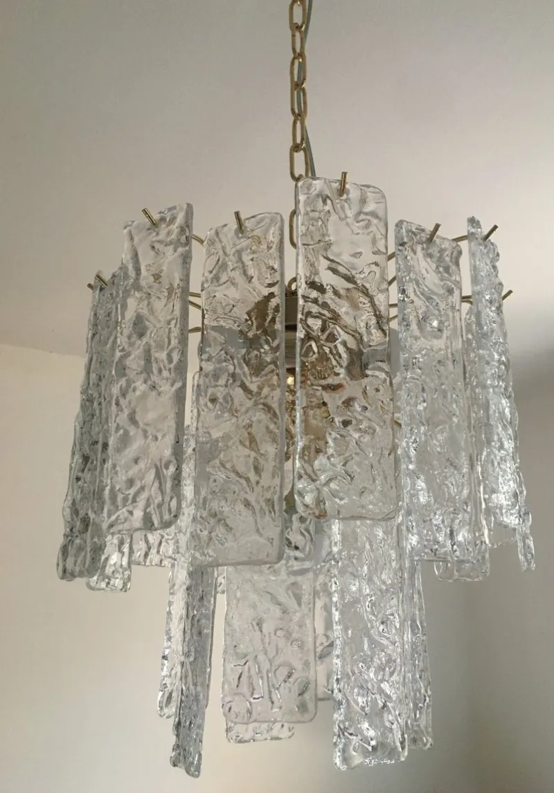Online Pamono Murano Glass Hammer Listello Chandelier with Gold Metal Frame from Murano