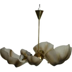 Sale Pamono Murano Glass Shell Chandelier, 1960s