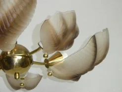 Sale Pamono Murano Glass Shell Chandelier, 1960s