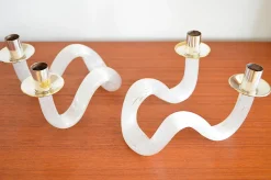 New Pamono Murano Glass Snake Candlesticks, 1960s, Set of 2
