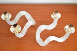New Pamono Murano Glass Snake Candlesticks, 1960s, Set of 2