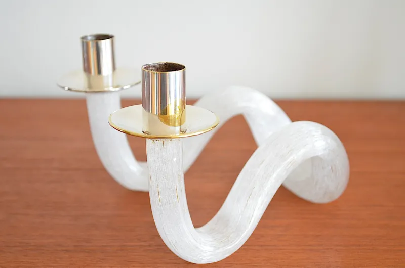 New Pamono Murano Glass Snake Candlesticks, 1960s, Set of 2
