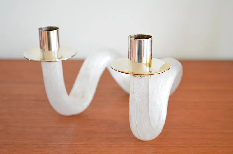 New Pamono Murano Glass Snake Candlesticks, 1960s, Set of 2