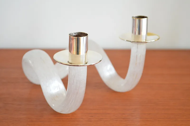 New Pamono Murano Glass Snake Candlesticks, 1960s, Set of 2