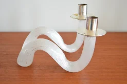 New Pamono Murano Glass Snake Candlesticks, 1960s, Set of 2