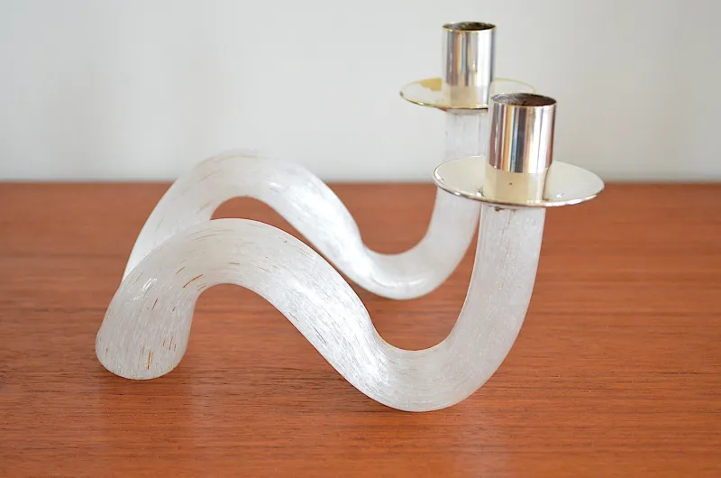 New Pamono Murano Glass Snake Candlesticks, 1960s, Set of 2