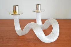 New Pamono Murano Glass Snake Candlesticks, 1960s, Set of 2