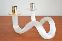 New Pamono Murano Glass Snake Candlesticks, 1960s, Set of 2