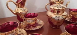 Pamono Murano Glass Tre Fuochi 24 K Gold Coffee Set, 1965, Set of 15><noscript><img width=