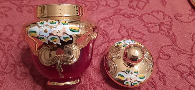 Pamono Murano Glass Tre Fuochi 24 K Gold Coffee Set, 1965, Set of 15> Coffee & Tea Service