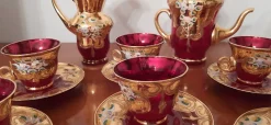 Pamono Murano Glass Tre Fuochi 24 K Gold Coffee Set, 1965, Set of 15><noscript><img width=