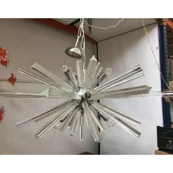 New Pamono Murano Glass Triedro Sputnik Chandelier by Simoeng